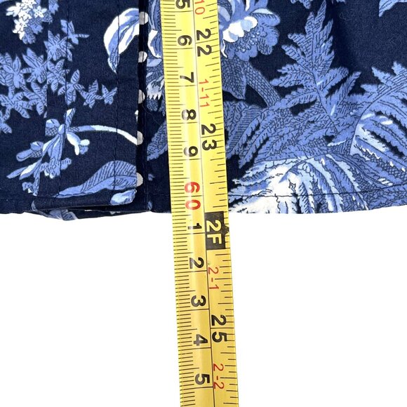 Talbots Womens Sm Petite Floral Button-Up Shirt Contrast Collar Navy Periwinkle - Picture 10 of 12